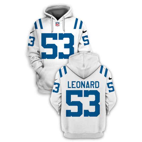 Men's Indianapolis Colts #53 Darius Leonard 2021 Pullover White Hoodie